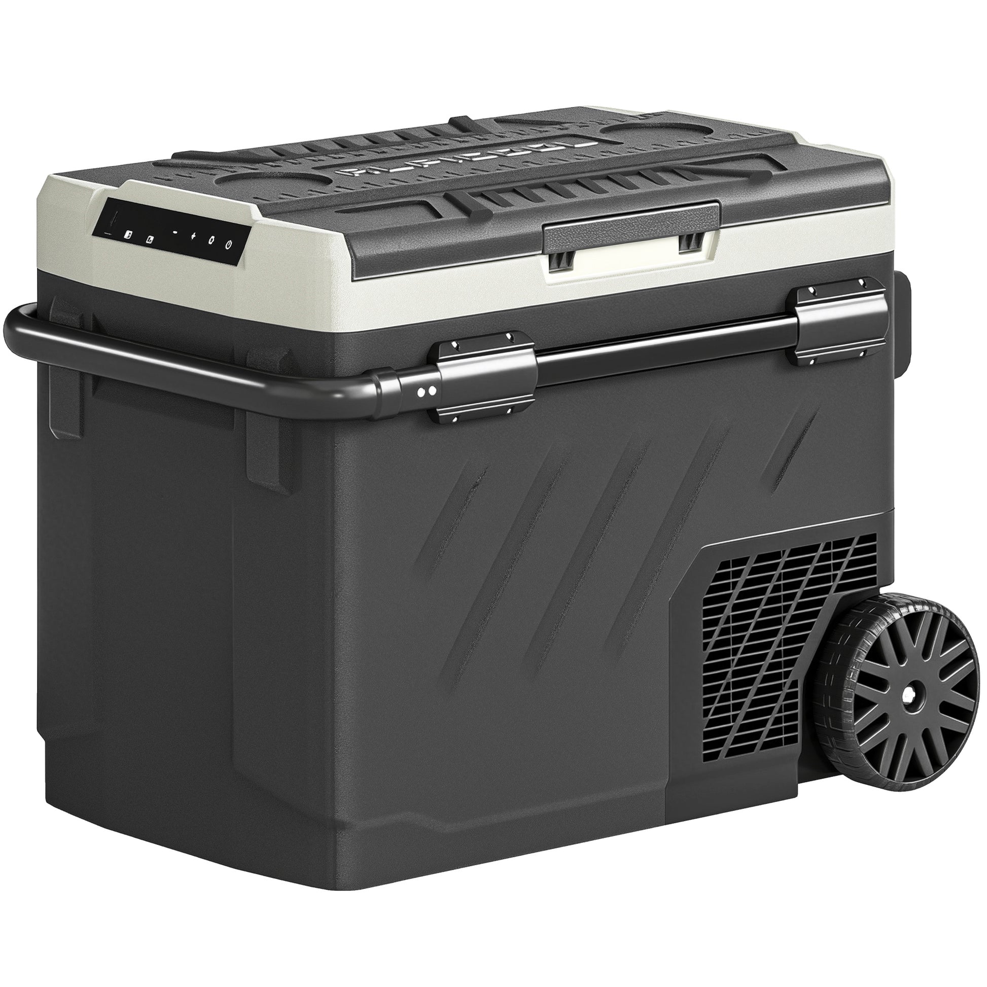 Photo of Outsunny 49L Compressor Car Fridge Freezer, Dual Zone Camping Refrigerator with App Control, Telescopic Handle, -20℃-20℃ in -20℃-20℃ colour on a white background