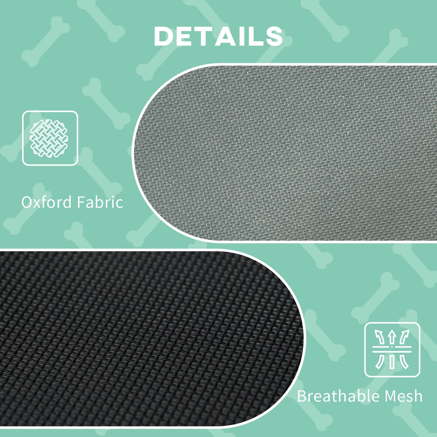 PawHut Outdoor Dog Bed with Removable Canopy, Portable Raised Dog Bed for Camping, Garden & Beach, Water-Resistant UV-Protection Mesh Pet Cot Sun Lounger, for Small Pets, 61 x 46 x 62 cm, Grey