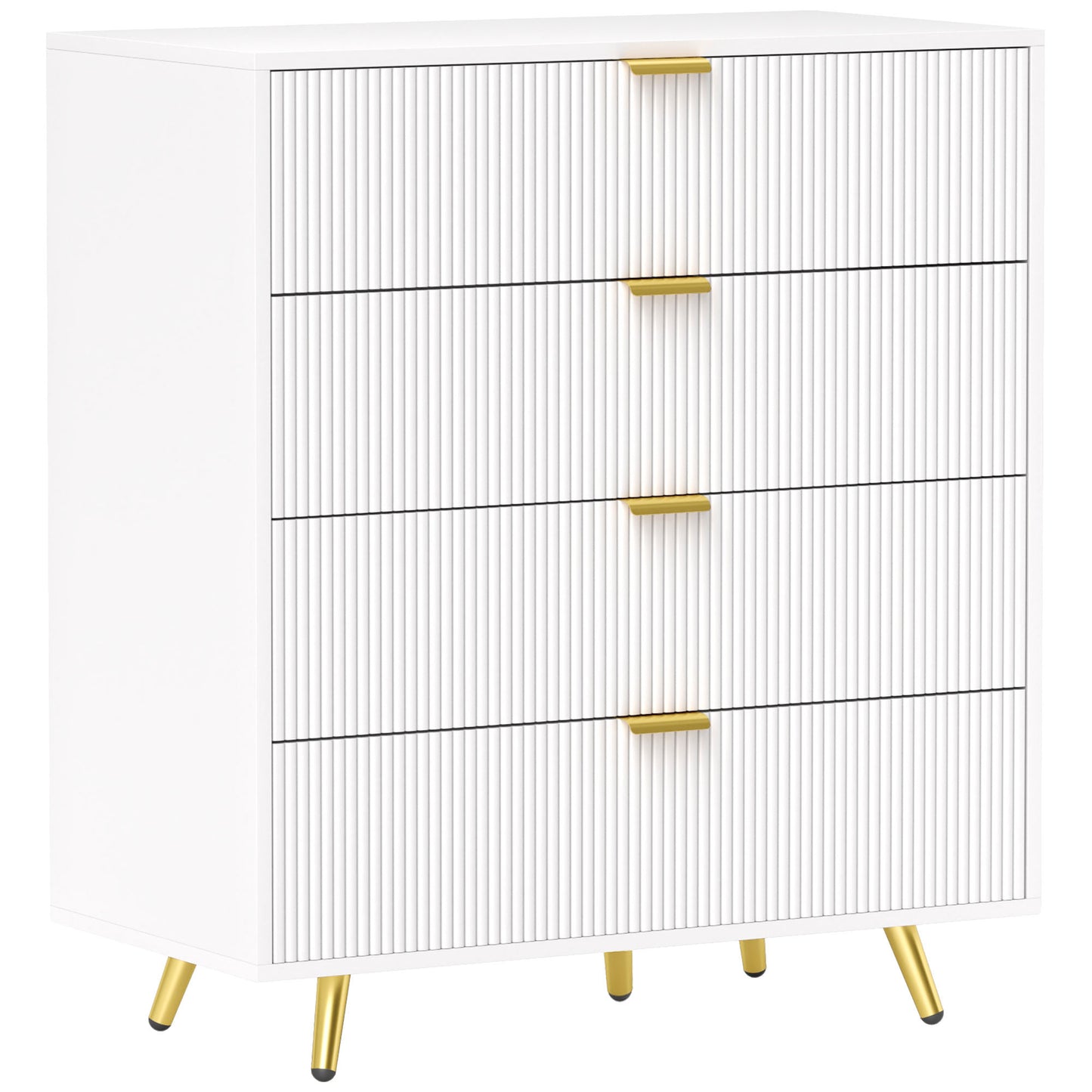 Photo of HOMCOM Elegant Four-Drawer Bedside Table - White in White colour on a white background