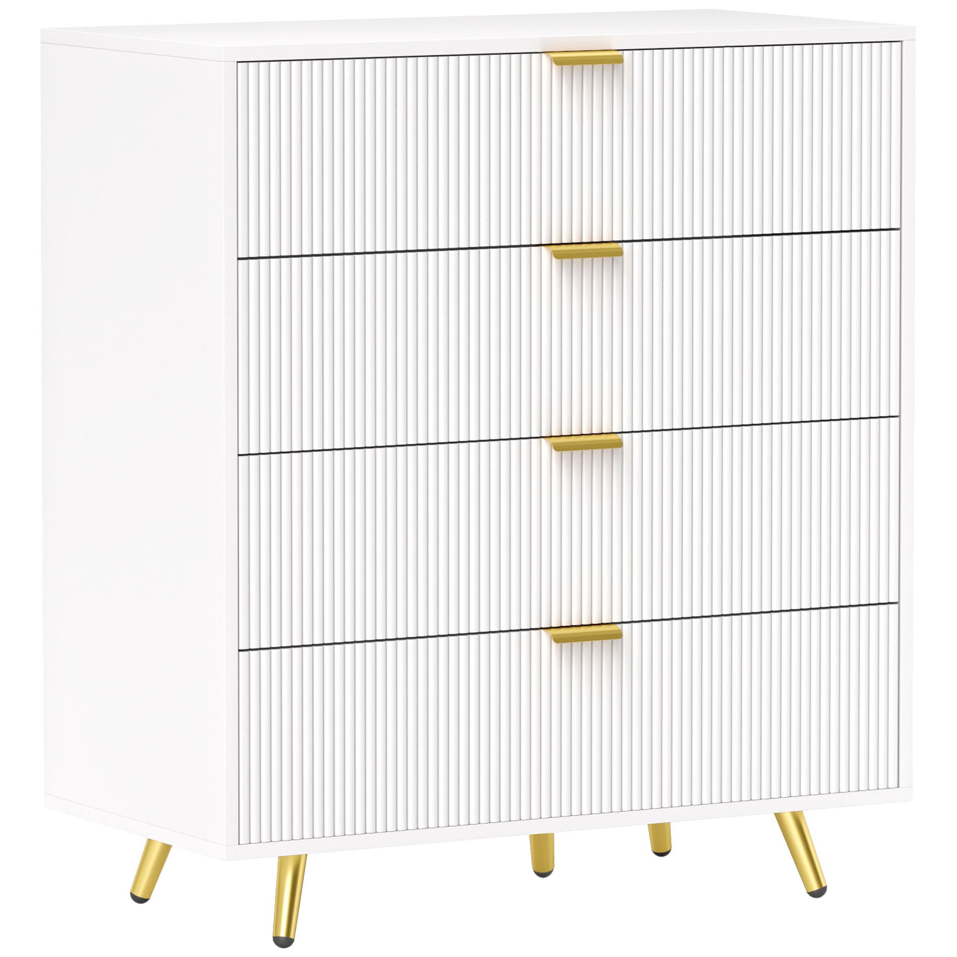 Photo of HOMCOM Elegant Four-Drawer Bedside Table - White in White colour on a white background