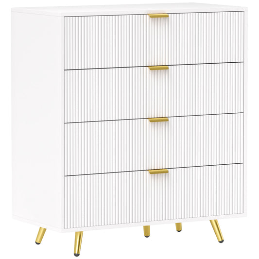 Photo of HOMCOM Elegant Four-Drawer Bedside Table - White in White colour on a white background