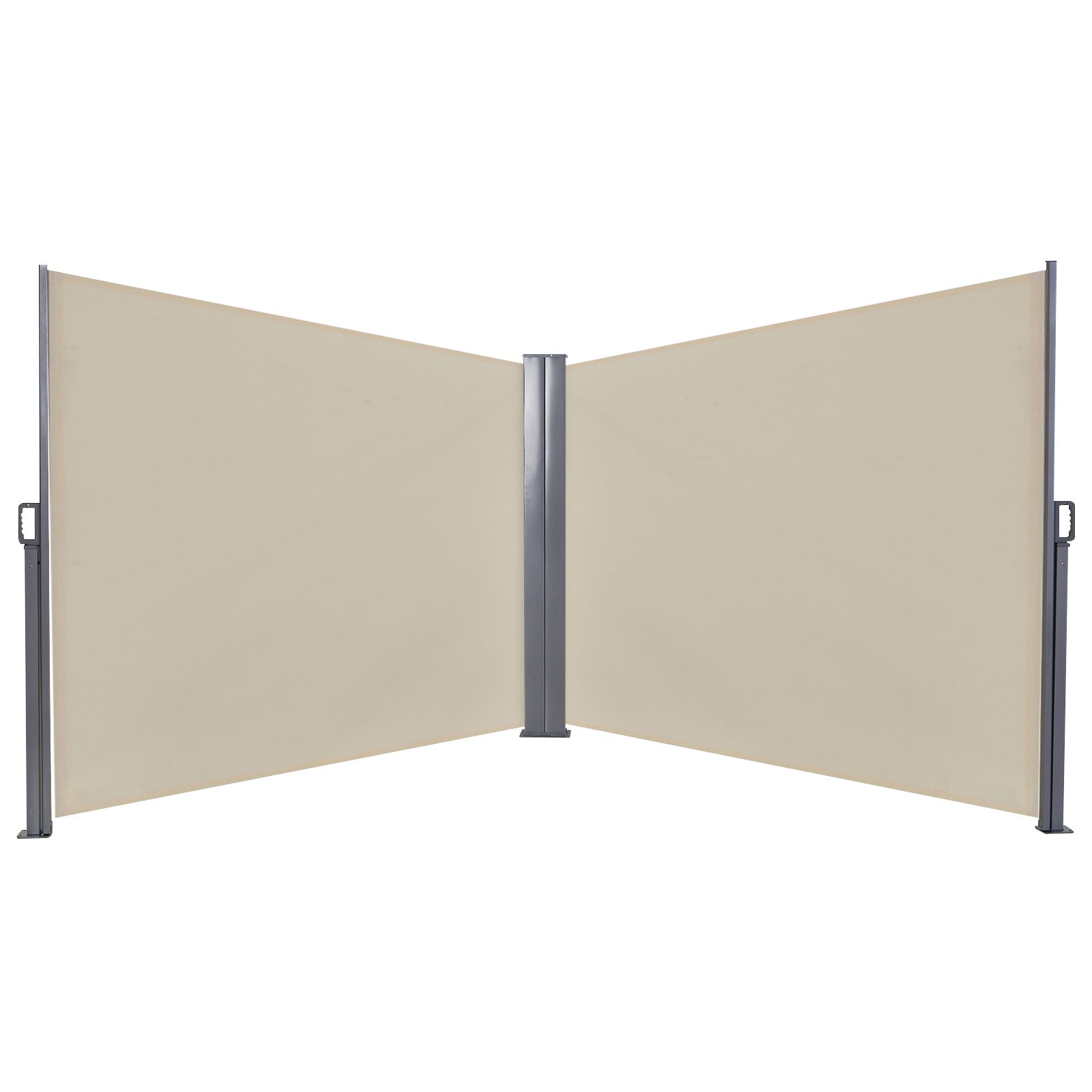 Photo of Outsunny 6 x 1.6 M Double Canopy Pull-Out Side Awning Sun Rain Outdoor Protection w/ Steel Frame Retractable Garden Privacy Home Commercial Beige in Beige colour on a white background