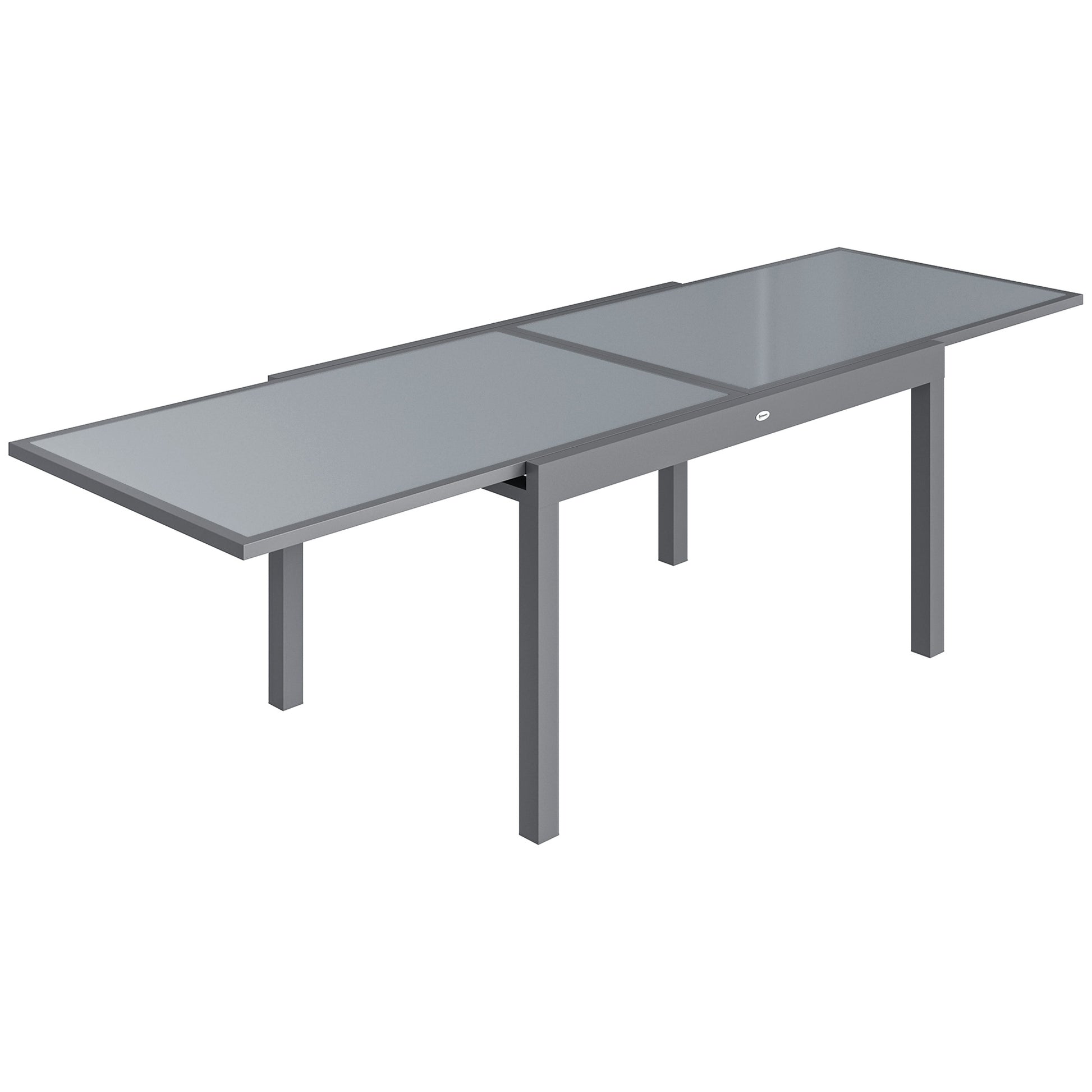 Photo of Outsunny Extending Garden Table for 6-10, Aluminium Outdoor Dining Table with Tempered Glass Top, Grey in Grey colour on a white background