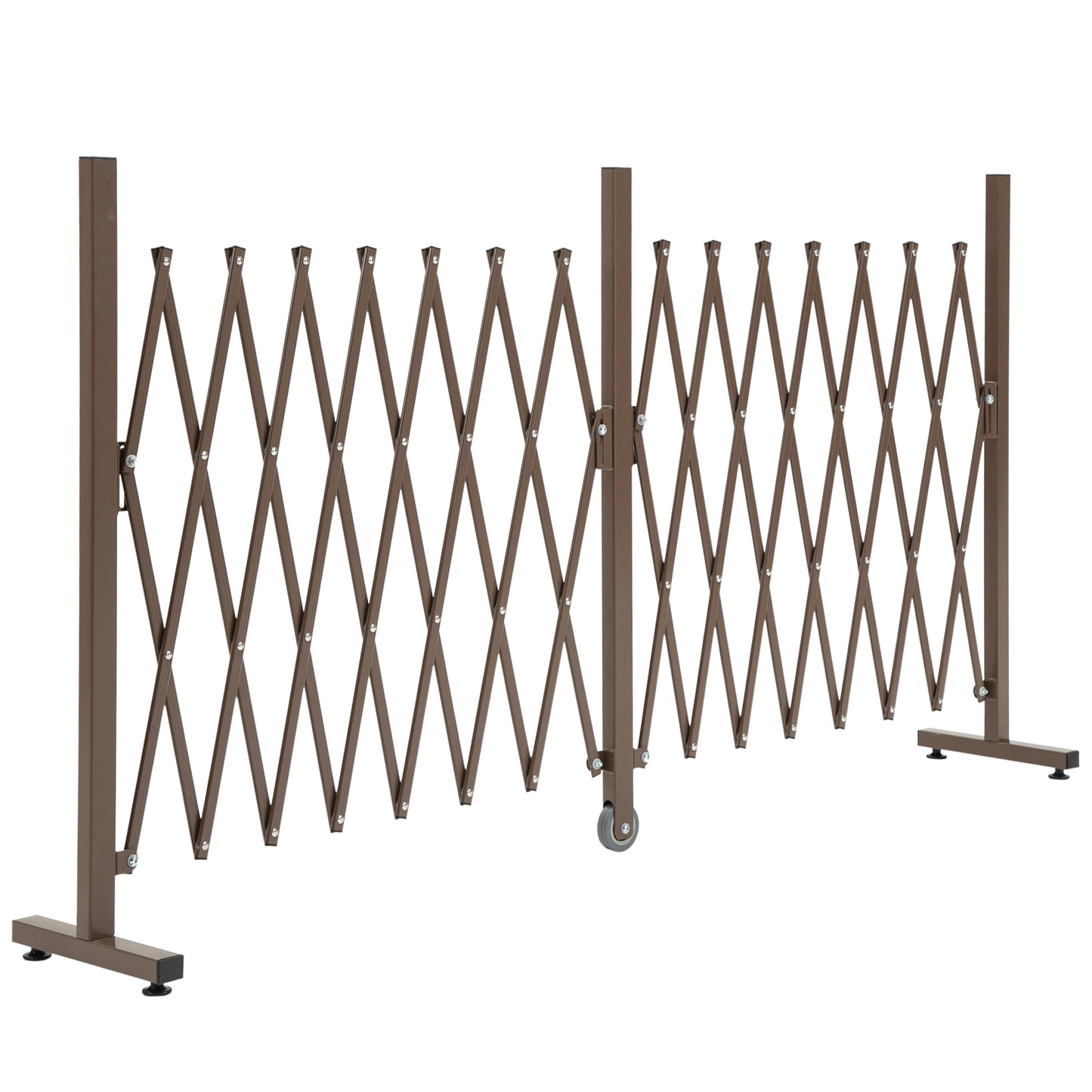 Photo of Outsunny Expanding Trellis Fence Freestanding Movable Fence Foldable Garden Screen Panel Aluminium, 405cm x 103.5cm, Dark Brown in Brown colour on a white background