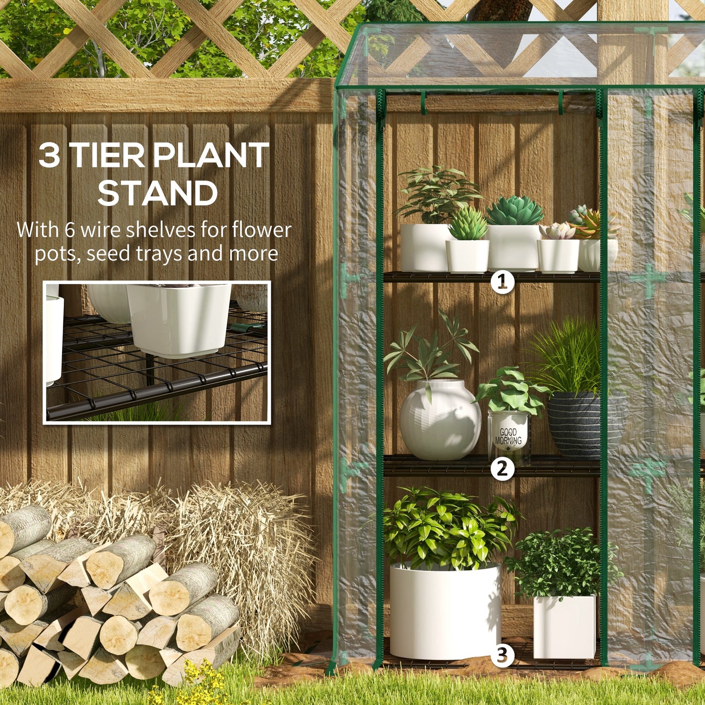 Outsunny 46 x 143cm Three-Shelf Mini Greenhouse - Clear
