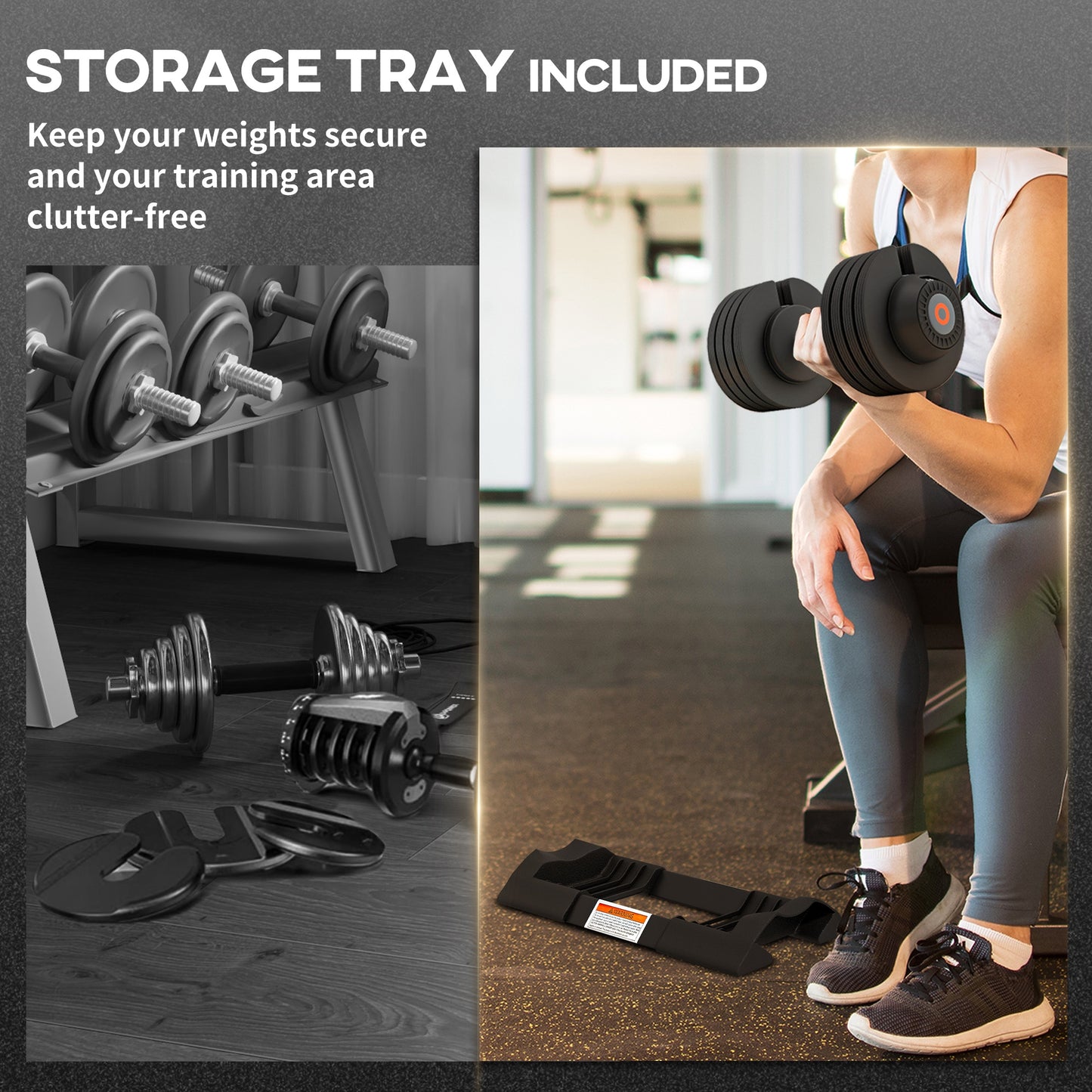 SPORTNOW Adjustable Dumbbells Set, 4-in-1 Weights Set with Storage Tray, Non-Slip Handle, 7kg, 13kg, 18kg, 24kg