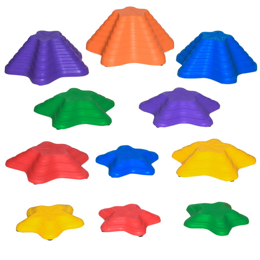 Photo of Outsunny 11-Piece Stepping Stones Kids, Starfish Style Non-slip Obstacle Course, Stackable Balance Blocks Garden Toys, Encourage Toddler Sensory Toys Indoor Outdoor - Multicoloured in Multicoloured colour on a white background