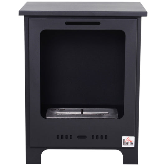 Photo of HOMCOM Freestanding Ethanol Fireplace, Bioethanol Fire with 0.9L Tank, 3 Hours Burning Time for Indoor, Black in Black colour on a white background