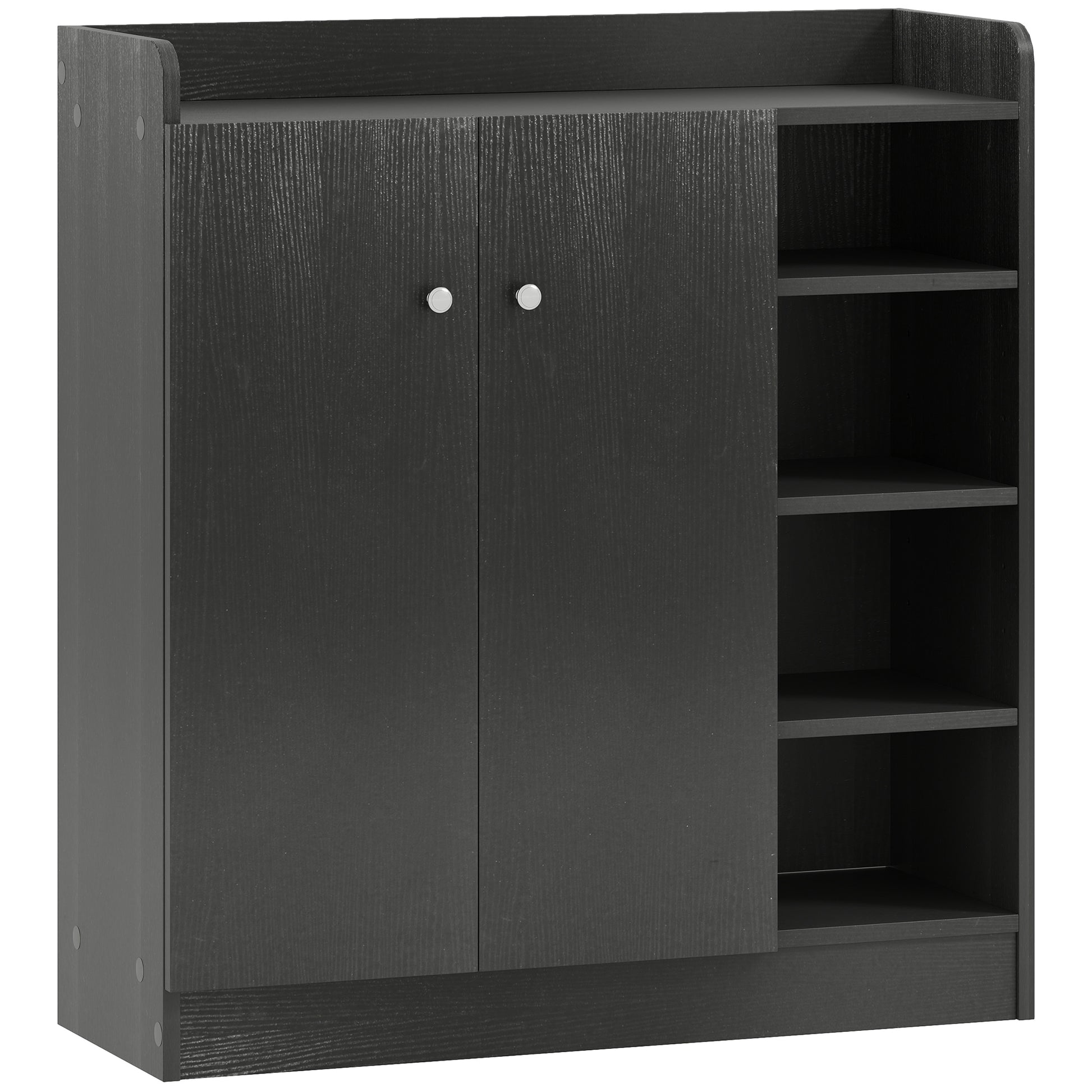 Photo of HOMCOM Shoe Storage Cabinet with Adjustable Shelves - Black in Black colour on a white background