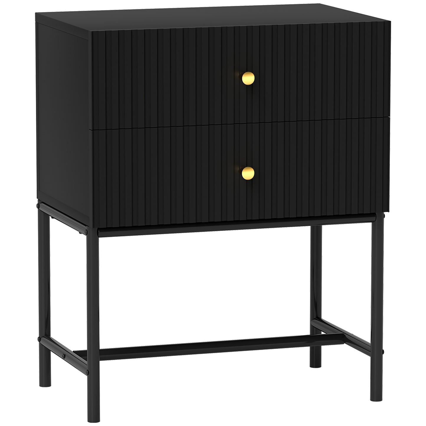 Photo of HOMCOM Elegant Two-Drawer Bedside Table - Black in Black colour on a white background