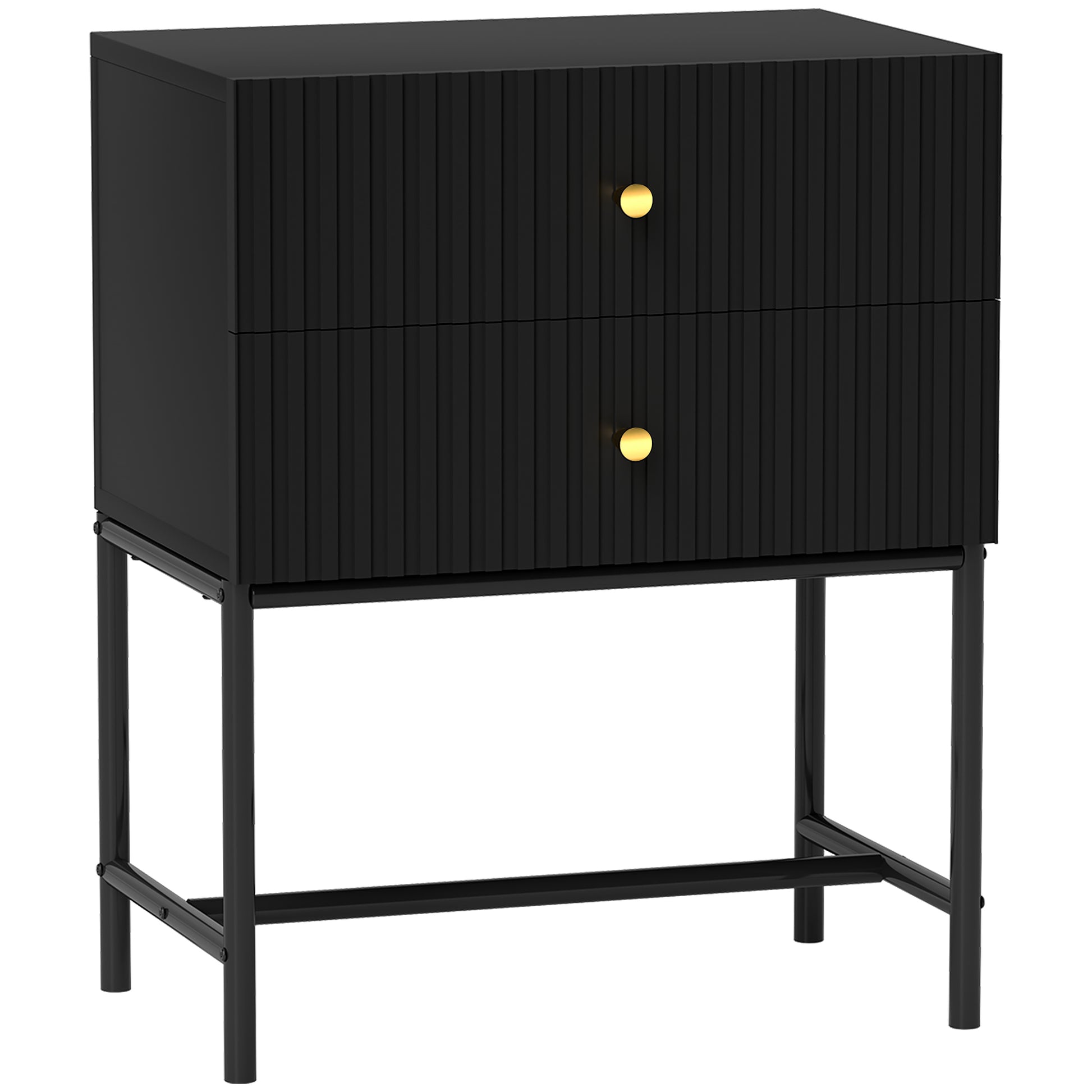Photo of HOMCOM Elegant Two-Drawer Bedside Table - Black in Black colour on a white background