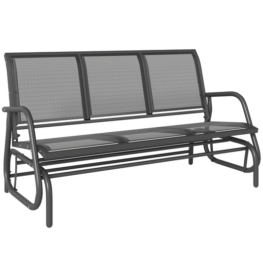 Photo of Outsunny 3-Seat Glider Rocking Chair for 3 People Garden Bench Patio Furniture Metal Frame, Grey in Grey colour on a white background