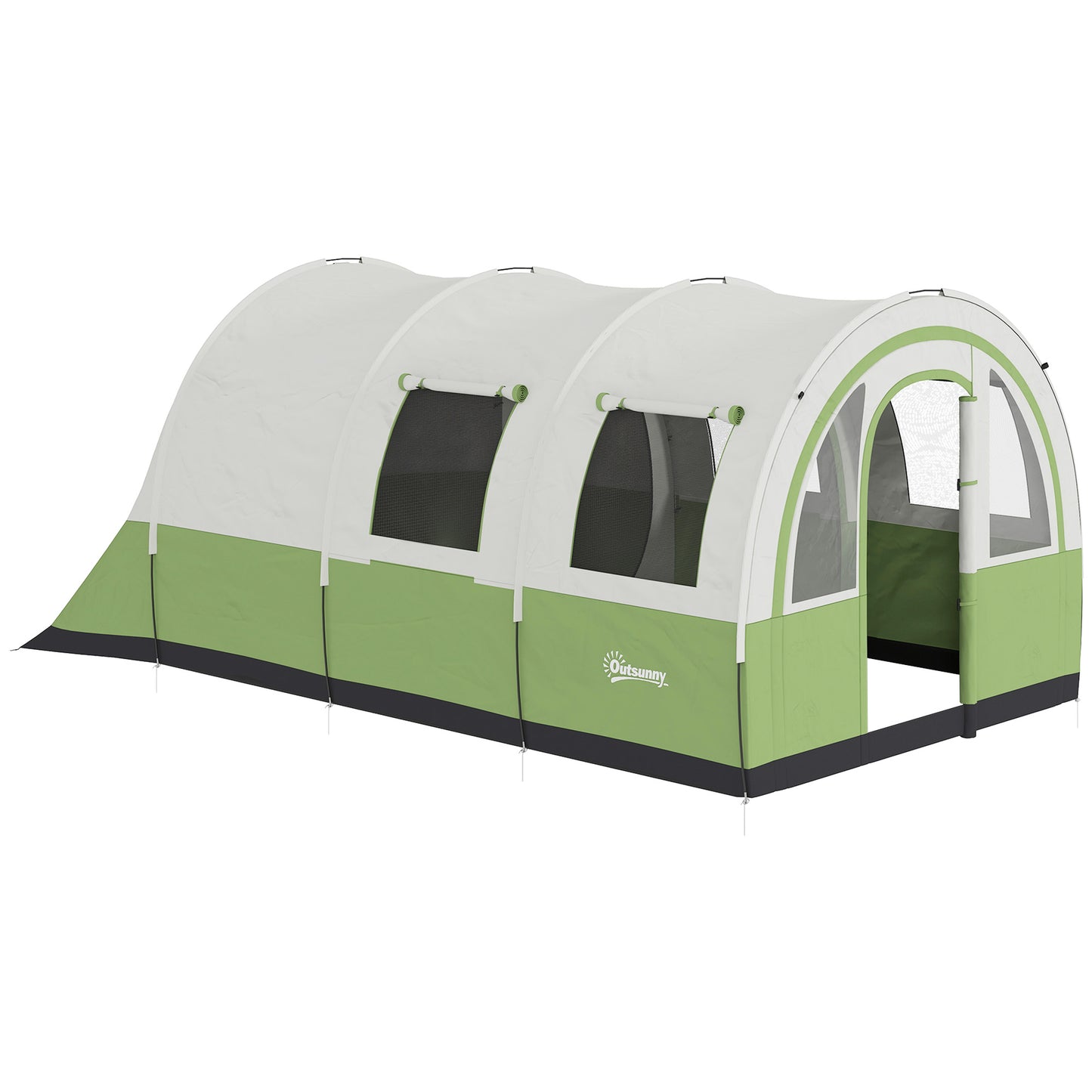Photo of Outsunny 3000mm Waterproof Camping Tent, 5-6 Man Family Tent with Living and Bedroom, Carry Bag Included, Cream and Green in Green colour on a white background
