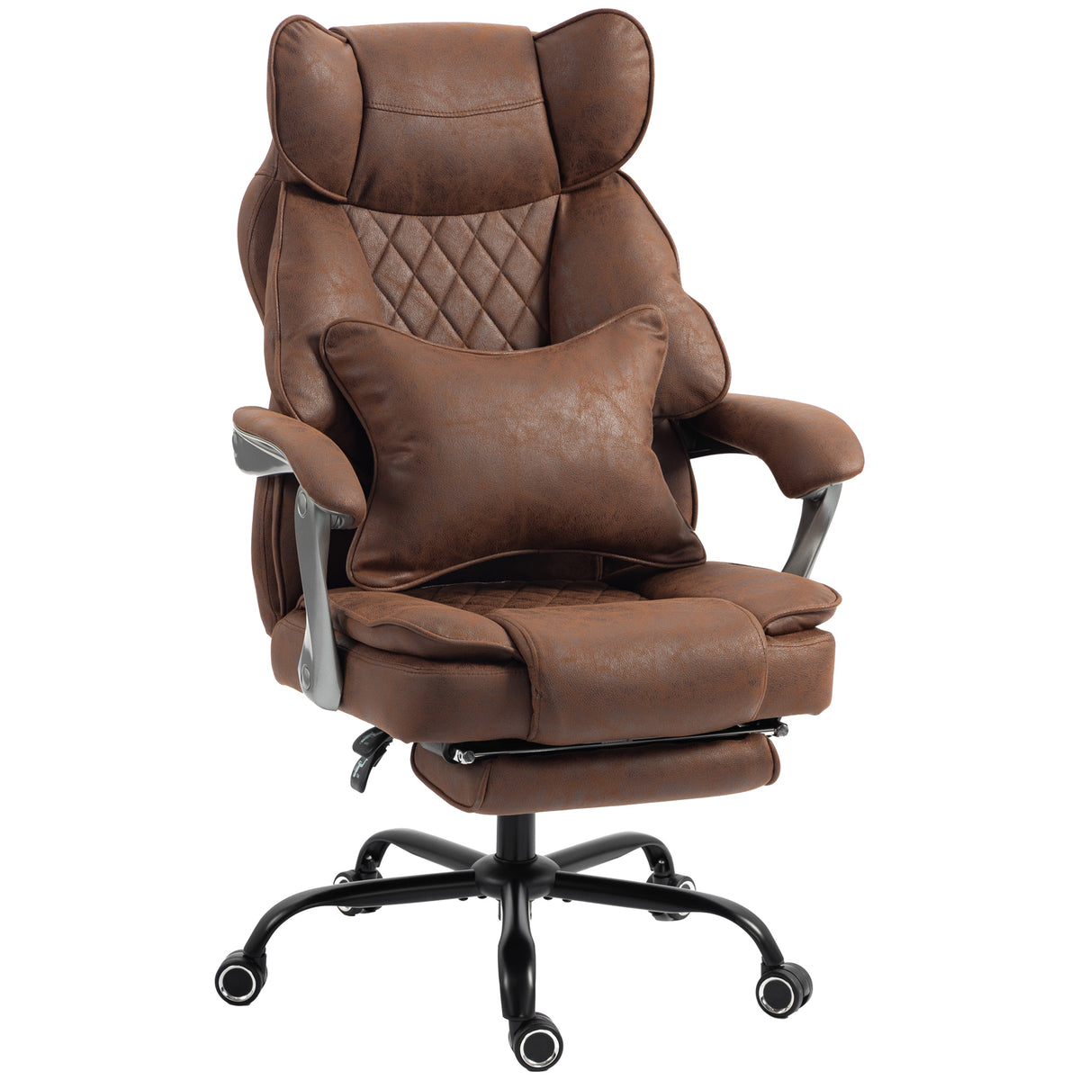 Photo of HOMCOM Executive Office Chair, Leathaire Big and Tall Office Chair 180 kg with Wide Seat, Reclining, Lumbar Support, Brown in Brown colour on a white background