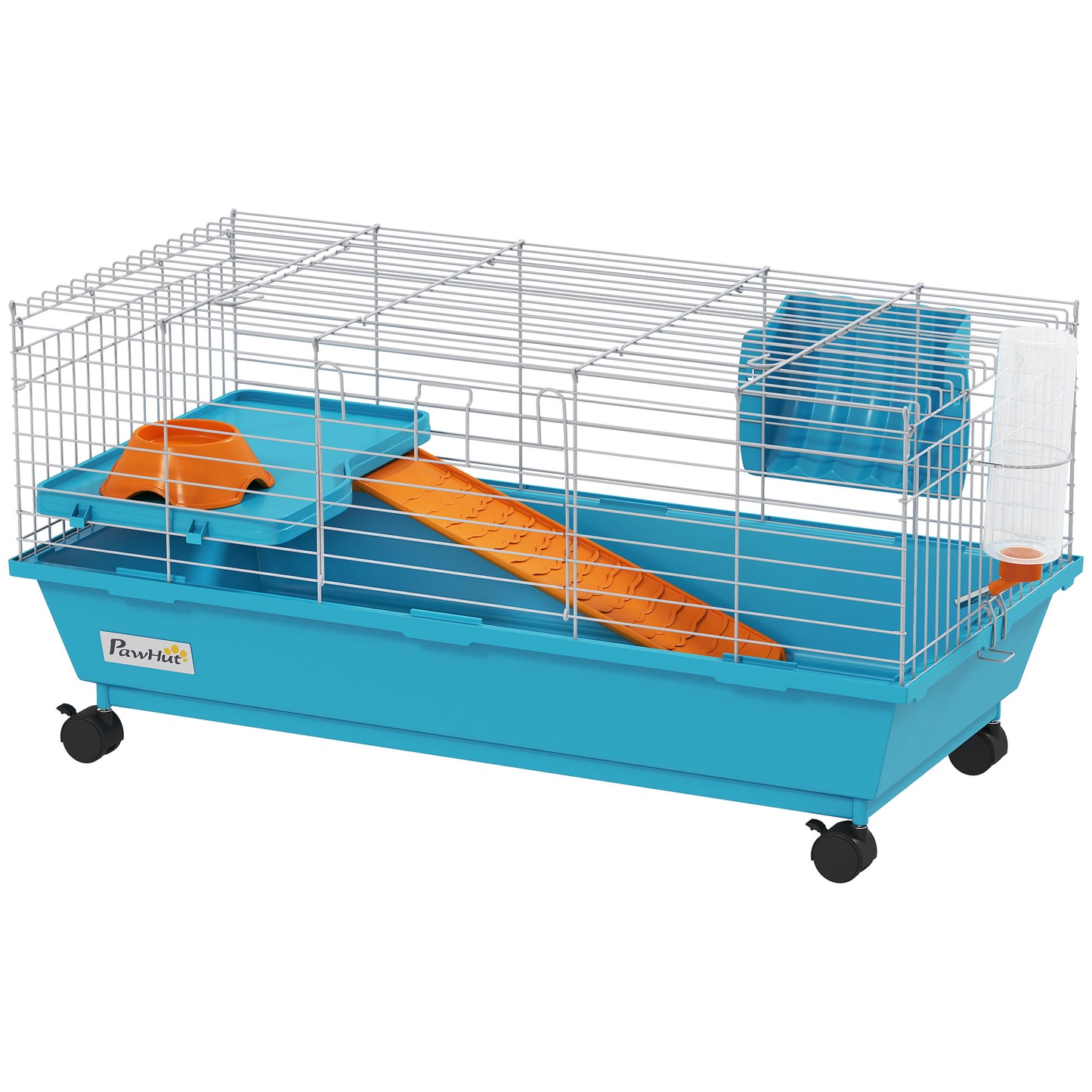 Photo of PawHut Small Animal Cage Rabbit Guinea Pigs Chinchillas Cage with Wheels Water Bottle in Bottle colour on a white background