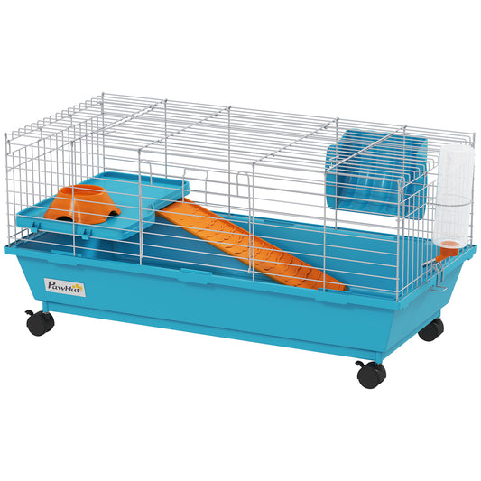 Photo of PawHut Small Animal Cage Rabbit Guinea Pigs Chinchillas Cage with Wheels Water Bottle in Bottle colour on a white background