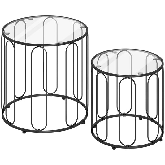 Photo of HOMCOM Elliptical Cut-Out Nesting Tables - Black in Black colour on a white background
