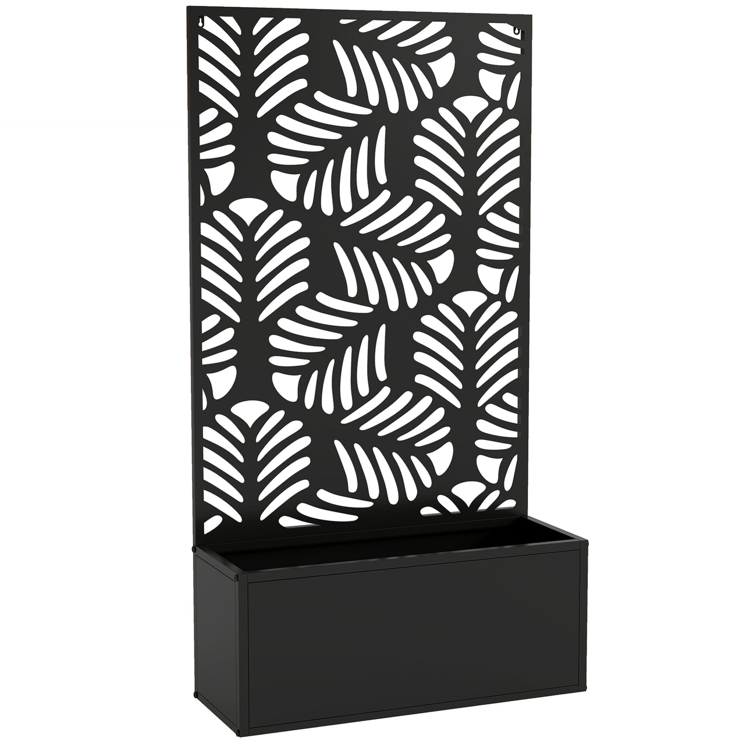 Photo of Outsunny Metal Garden Bed for Garden with Trellis, Wall Mounted or Freestanding Raised Planter with Privacy Screen in Screen colour on a white background