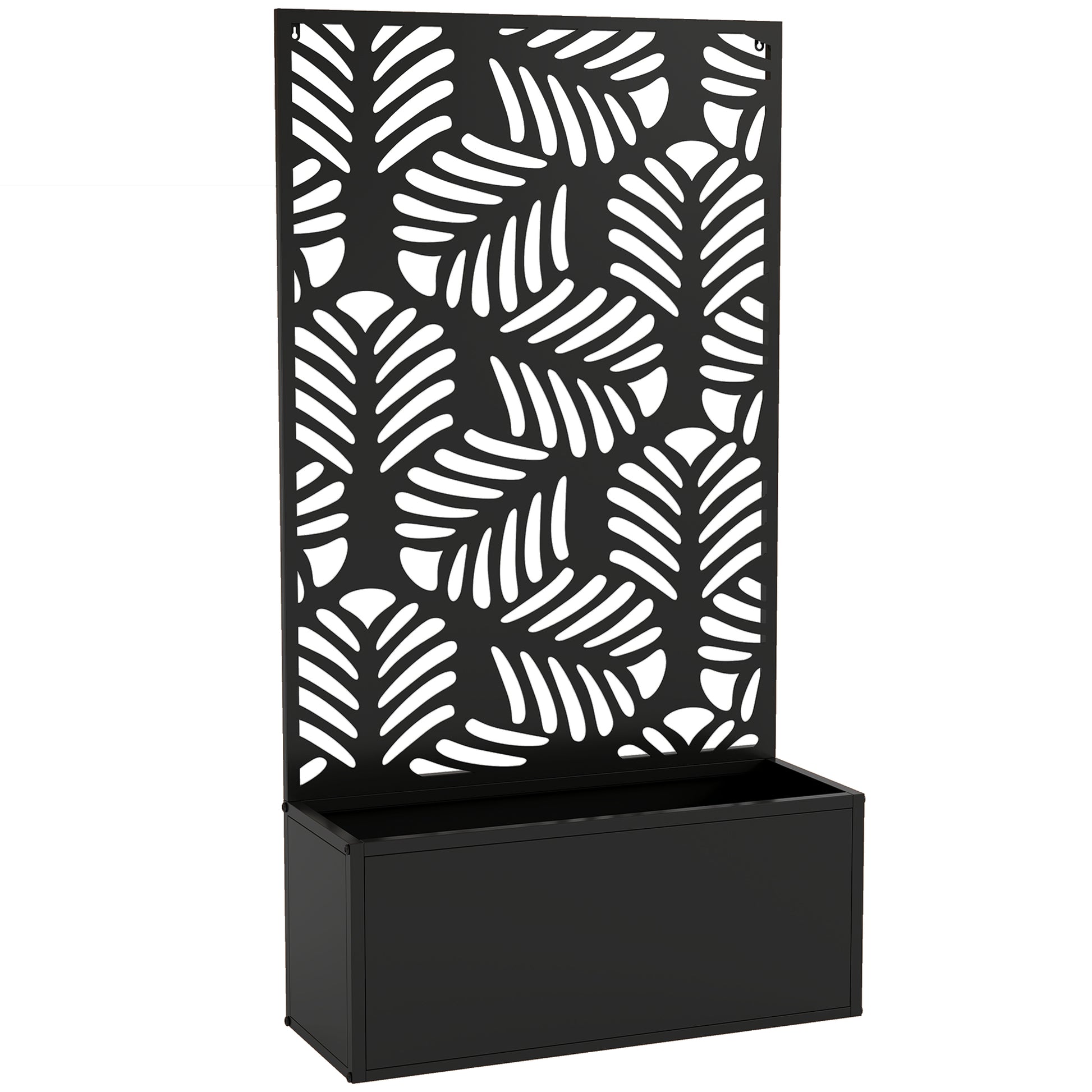 Photo of Outsunny Metal Garden Bed for Garden with Trellis, Wall Mounted or Freestanding Raised Planter with Privacy Screen in Screen colour on a white background