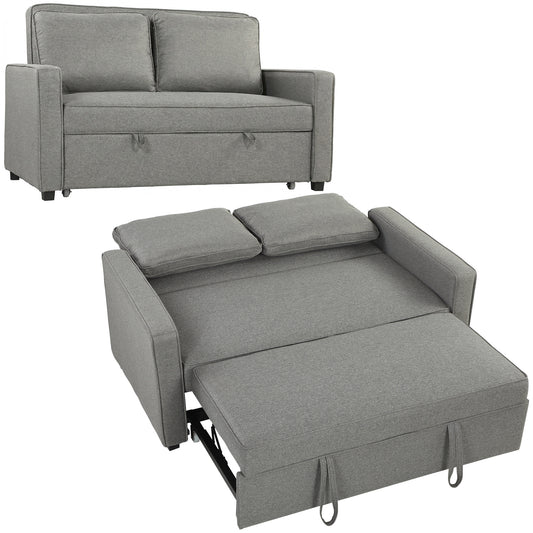 Photo of HOMCOM Double Sofa Bed Click Clack Sofa Bed Pull Out Bed with Adjustable Backrest for Living Room and Bedroom Grey in Grey colour on a white background