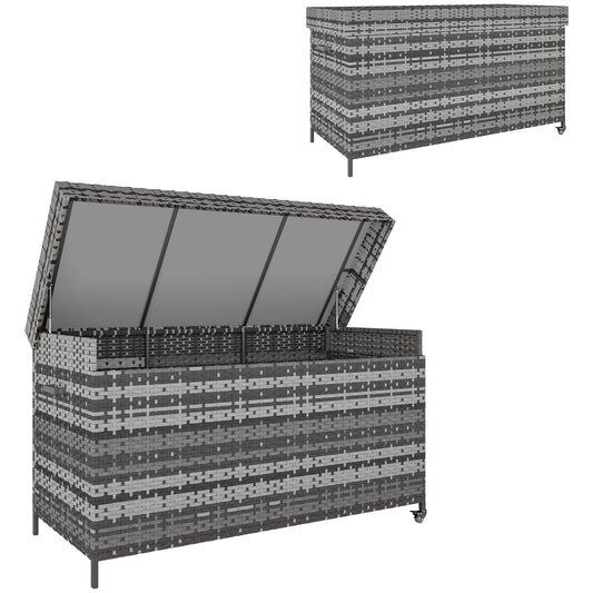 Photo of Outsunny 627 L Rattan Storage Box - Dark Grey in Grey colour on a white background