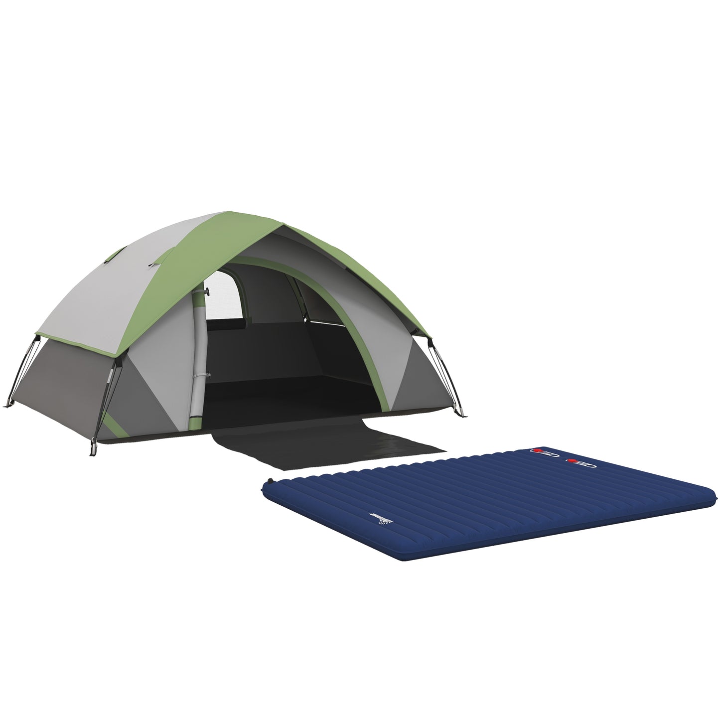 Photo of Outsunny Camping Tent with Inflatable Mattress, 2-3 Person Dome Tent with Air Bed and Sewn-in Groundsheet, Portable 3000mm Waterproof Tent with Carry Bag and Hook, for Fishing Hiking in Hiking colour on a white background