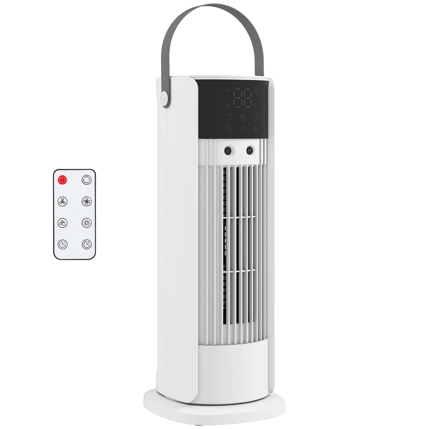 Photo of HOMCOM Tower Fan for Bedroom, 16 Inch Mist Desktop Fan with DC Motor, 3 Speeds, 90° Oscillation, 10H Timer, for Home Office in Office colour on a white background