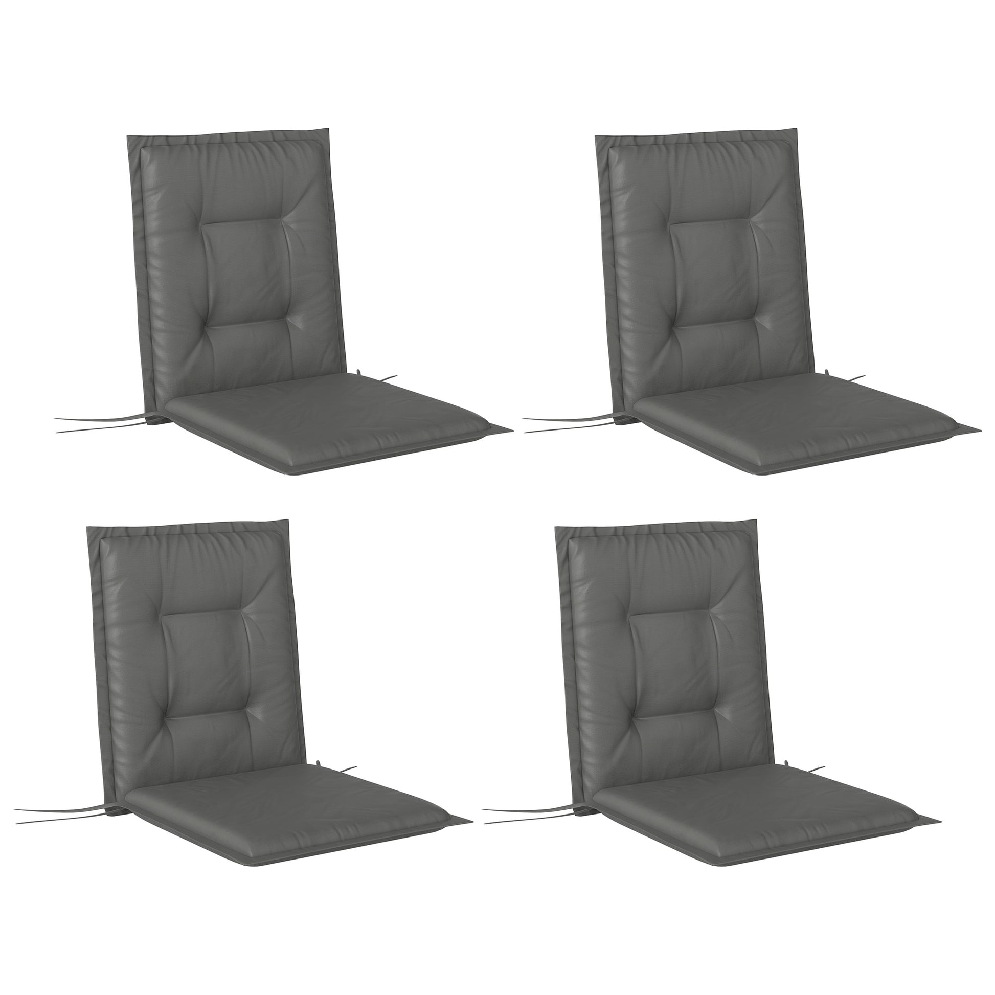 Photo of Outsunny Set of Four Padded Garden Seat Cushions - Light Grey in Grey colour on a white background