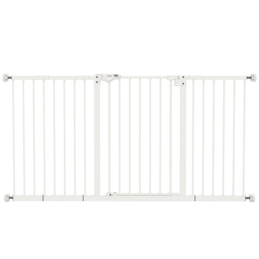 Photo of PawHut Adjustable Safety Gate w/ Three Extensions, Four Adjustable Screws, White in White colour on a white background