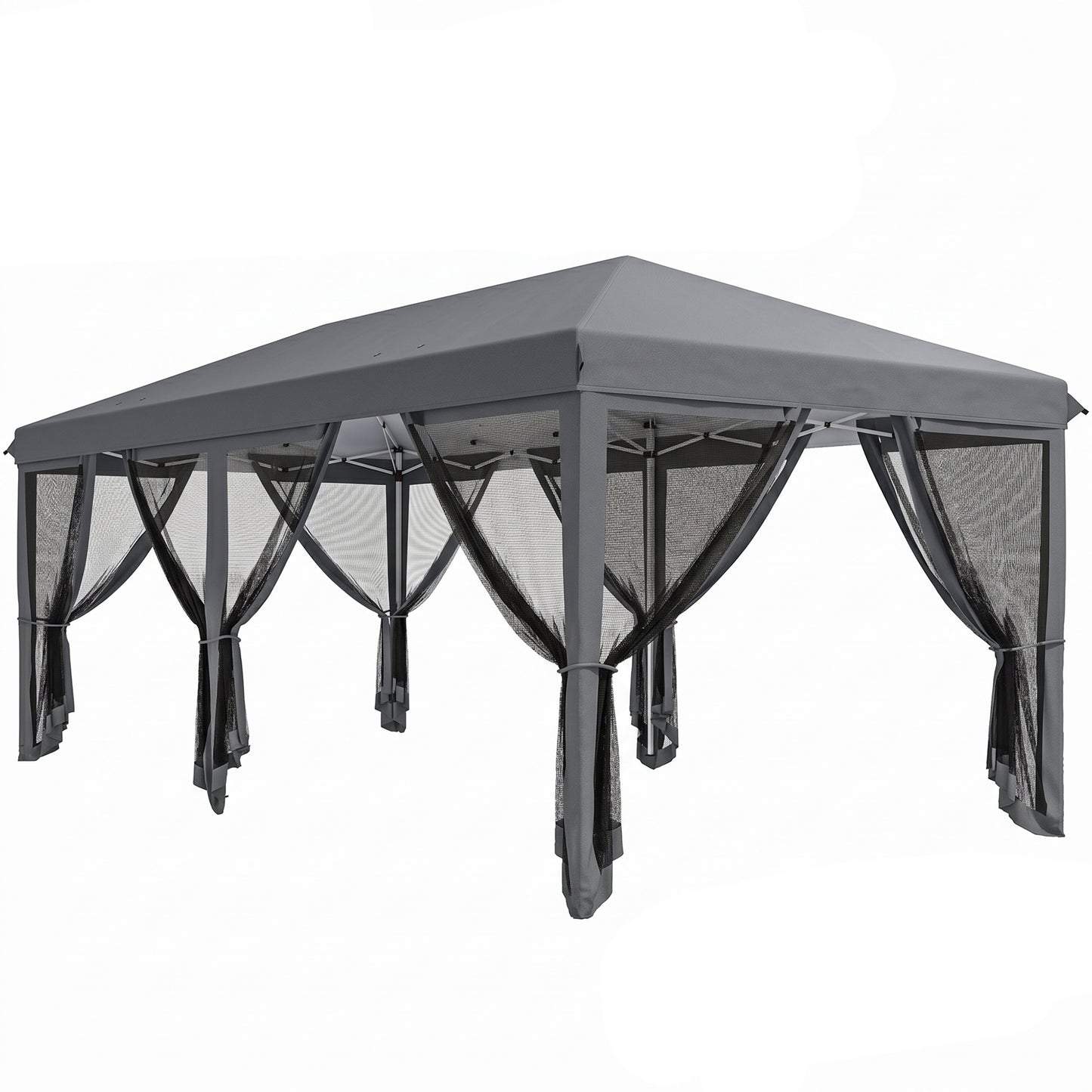 Photo of Outsunny 3 x 6m Pop Up Gazebo, Outdoor Canopy Shelter, Marquee Party Wedding Tent with 6 Mesh Walls and Carry Bag, Grey in Grey colour on a white background