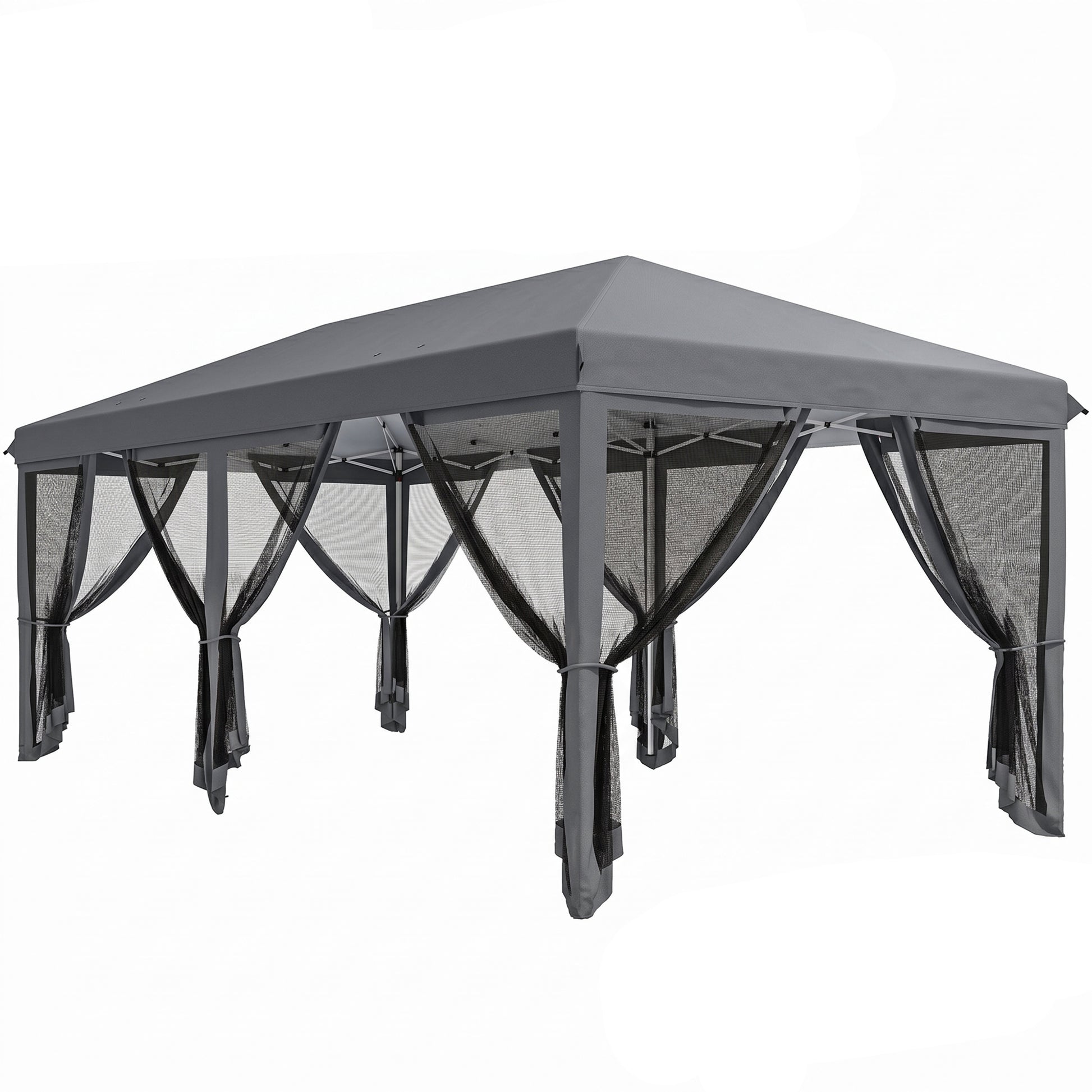 Photo of Outsunny 3 x 6m Pop Up Gazebo, Outdoor Canopy Shelter, Marquee Party Wedding Tent with 6 Mesh Walls and Carry Bag, Grey in Grey colour on a white background