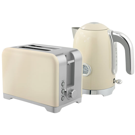 Photo of HOMCOM Retro Toaster and Kettle Set - Cream in Cream colour on a white background
