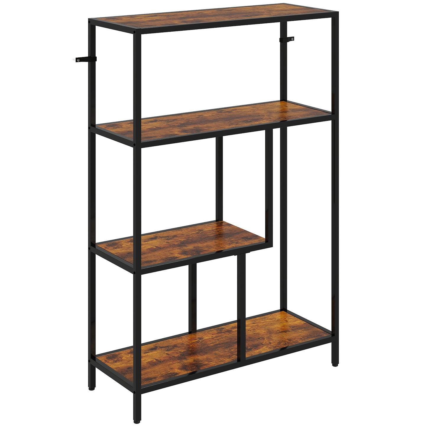 Photo of HOMCOM 4-Tier Bookshelf with Open Shelves - Rustic Brown in Brown colour on a white background