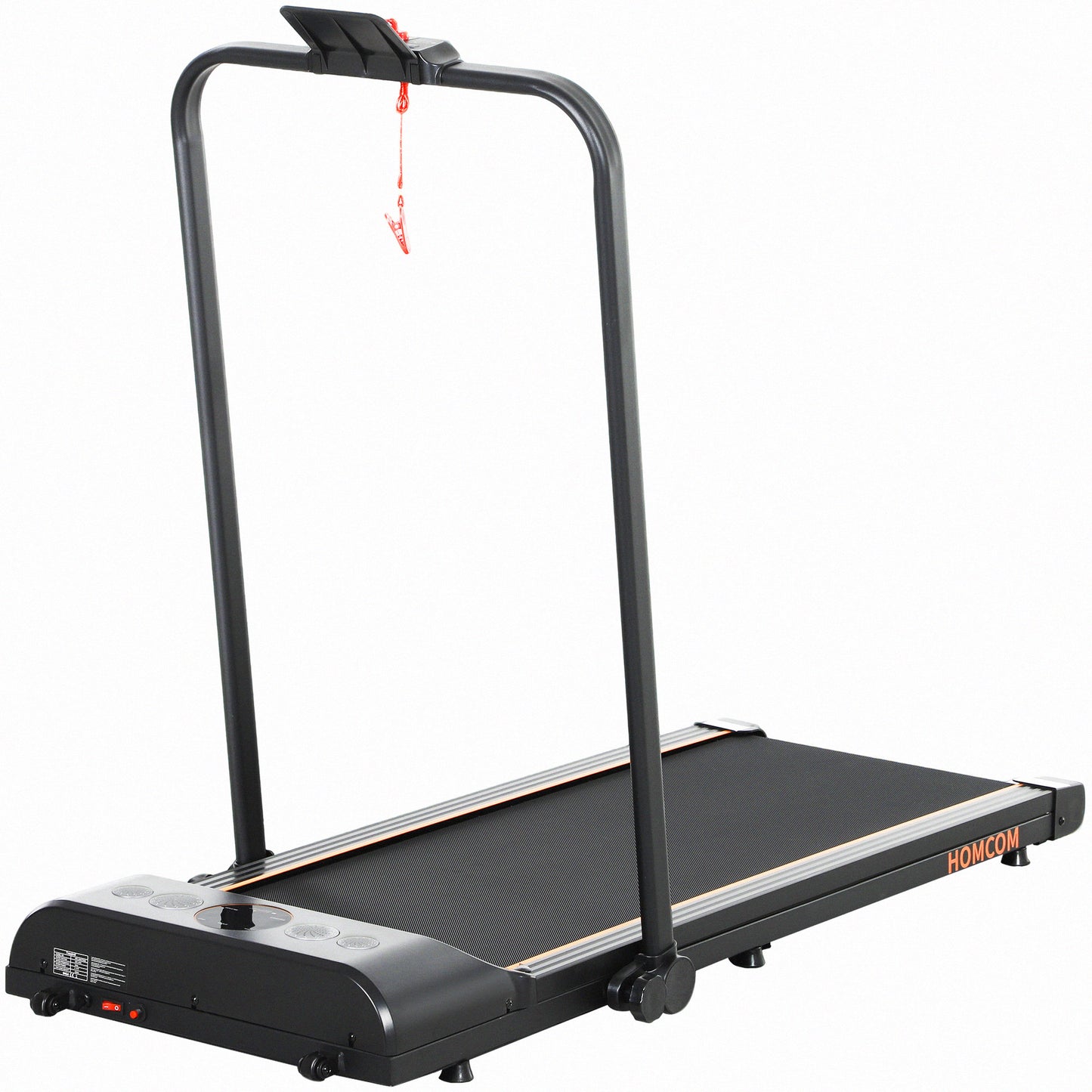 Photo of HOMCOM Foldable Walking Treadmill, with LED Display and Wheels, for Home, Office, Fitness Studio, Orange in Orange colour on a white background