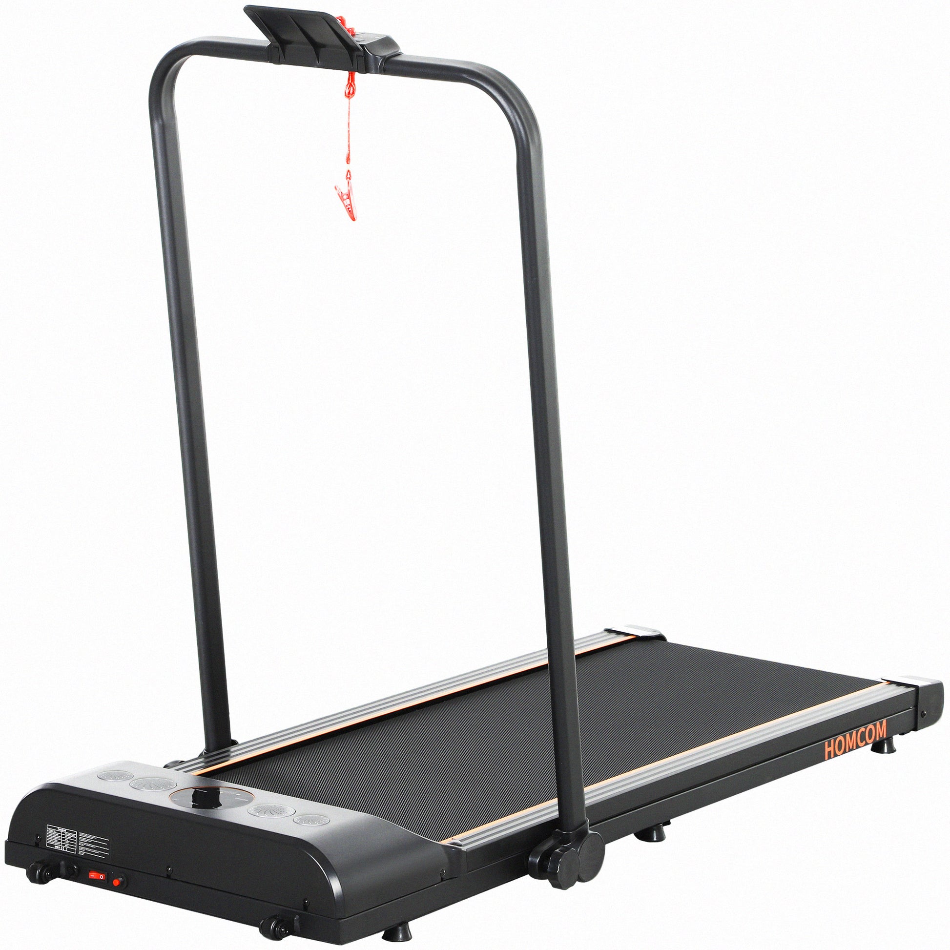 Photo of HOMCOM Foldable Walking Treadmill, with LED Display and Wheels, for Home, Office, Fitness Studio, Orange in Orange colour on a white background
