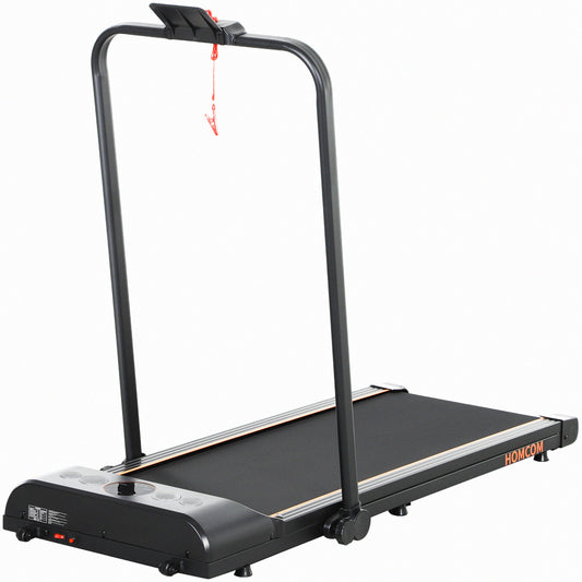 Photo of HOMCOM Foldable Walking Treadmill, with LED Display and Wheels, for Home, Office, Fitness Studio, Orange in Orange colour on a white background