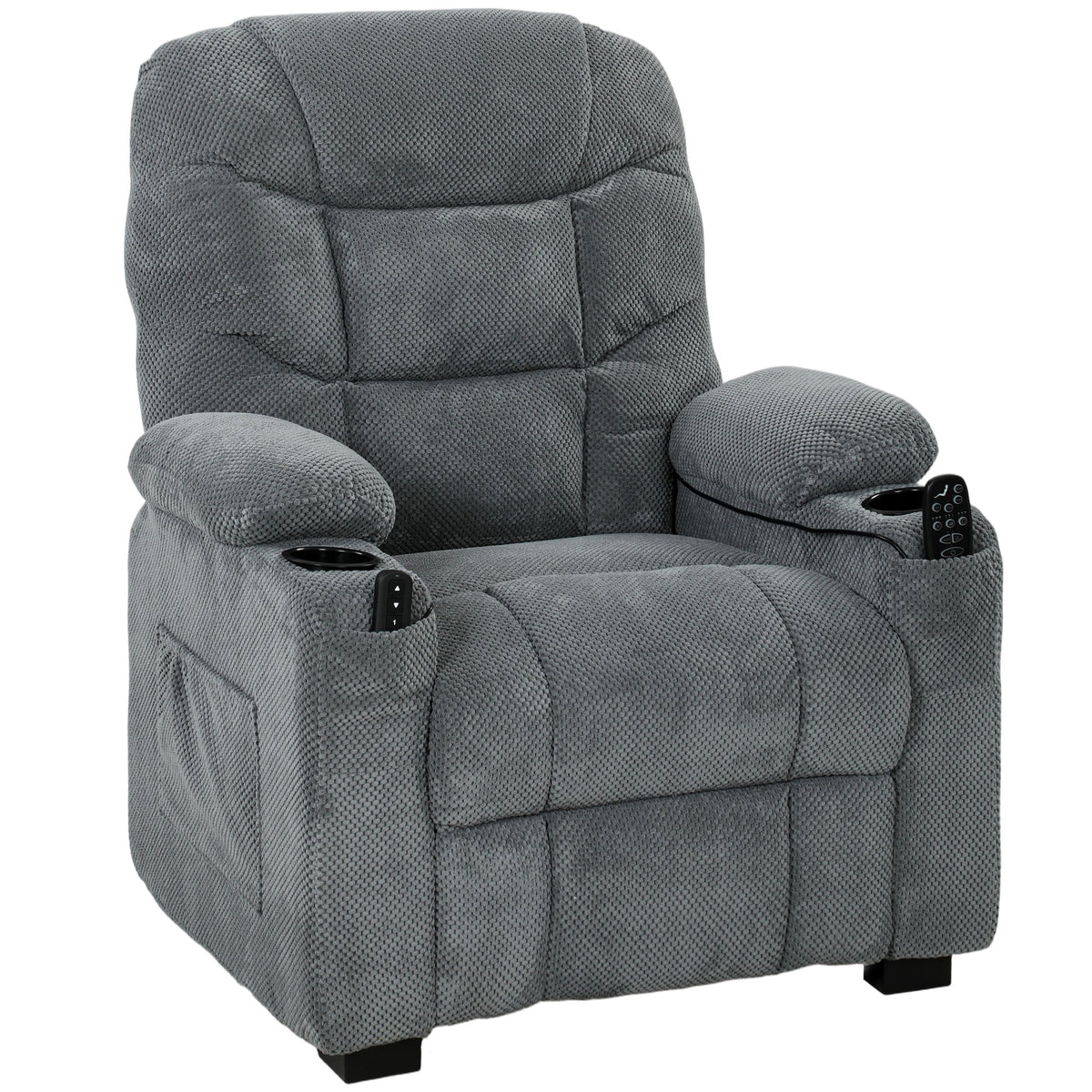 Photo of HOMCOM Recliner Armchair with Vibration Massage, Heat, Whisper-Quiet Motor, Memory Function, Power Reclining Chair, Dark Grey in Grey colour on a white background
