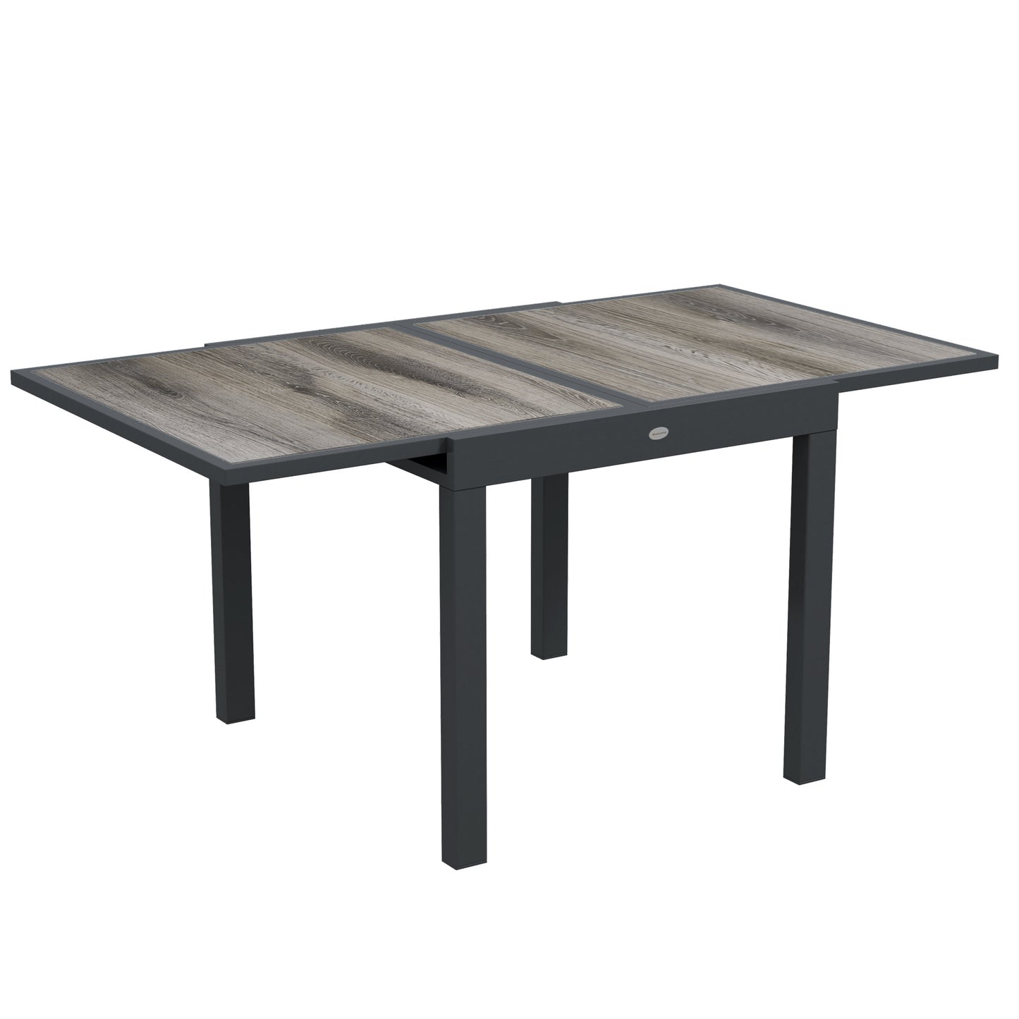 Photo of Outsunny Extending Garden Table, Outdoor Dining Table for 6, Aluminium Frame Rectangular Patio Table with Plastic Board Tabletop,80/160L x 80W x 75H cm, Grey in Grey colour on a white background