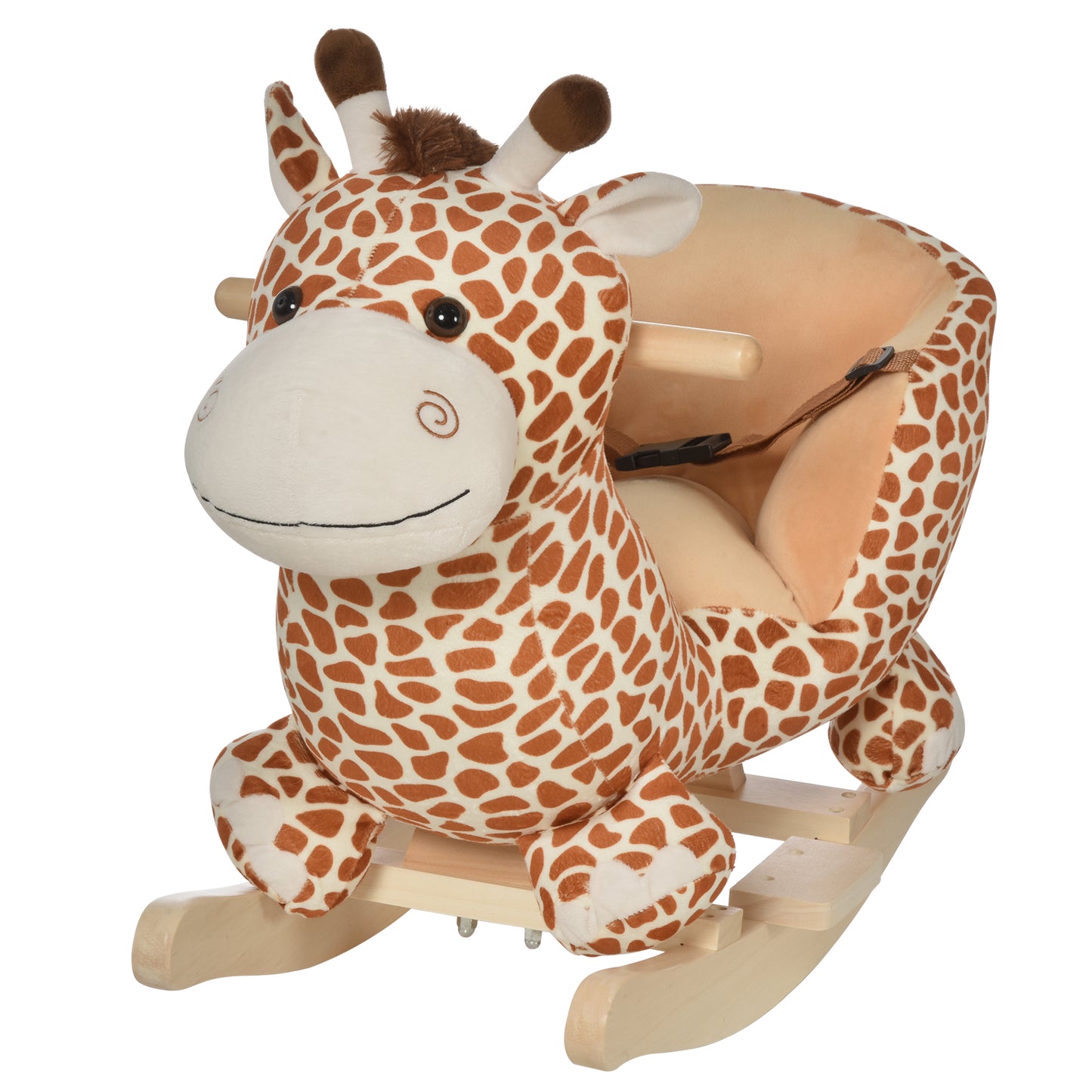 Photo of HOMCOM Children Kids Rocking Horse Toys Giraffe Seat Belt Toddlers Baby Toy Gift in Gift colour on a white background