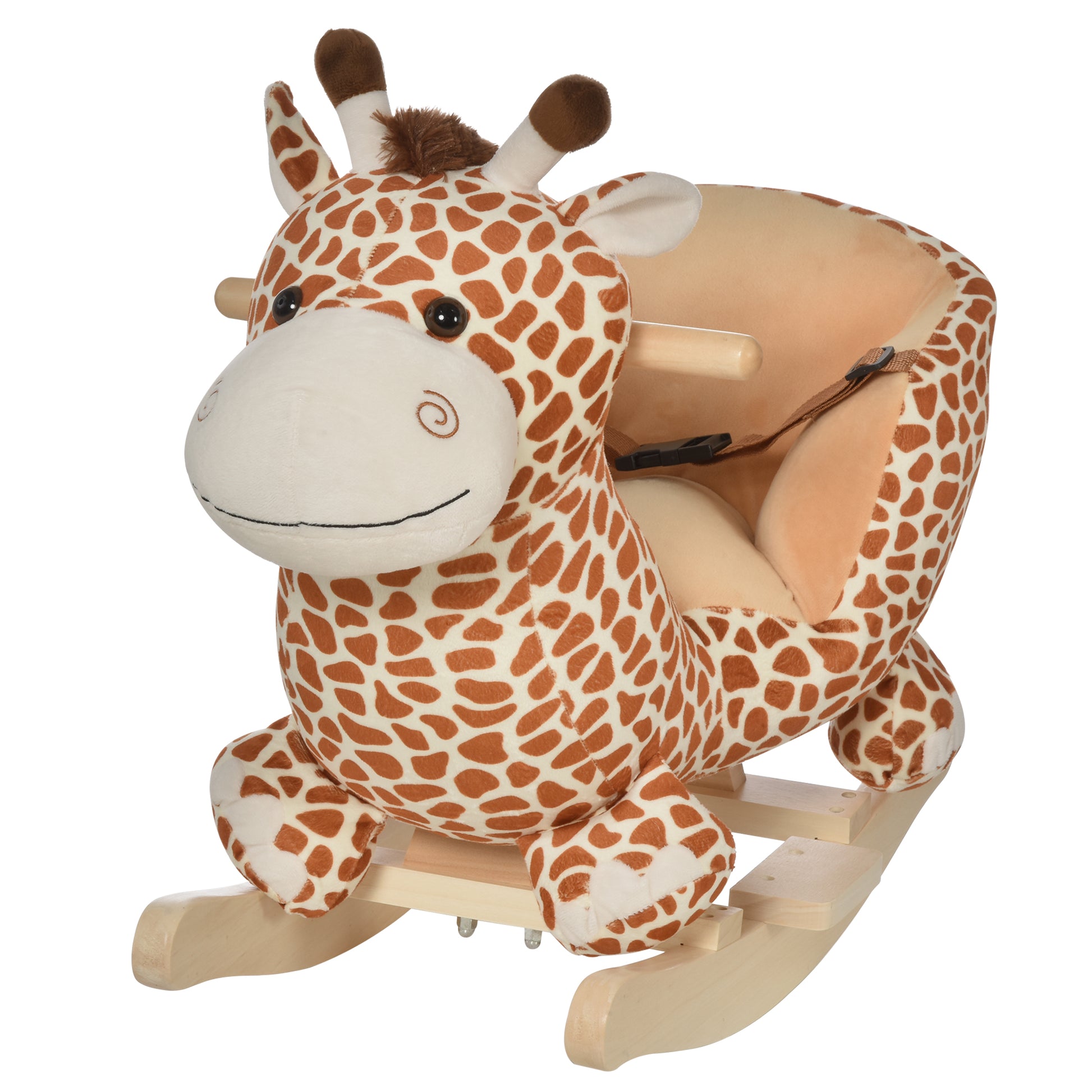 Photo of HOMCOM Children Kids Rocking Horse Toys Giraffe Seat Belt Toddlers Baby Toy Gift in Gift colour on a white background