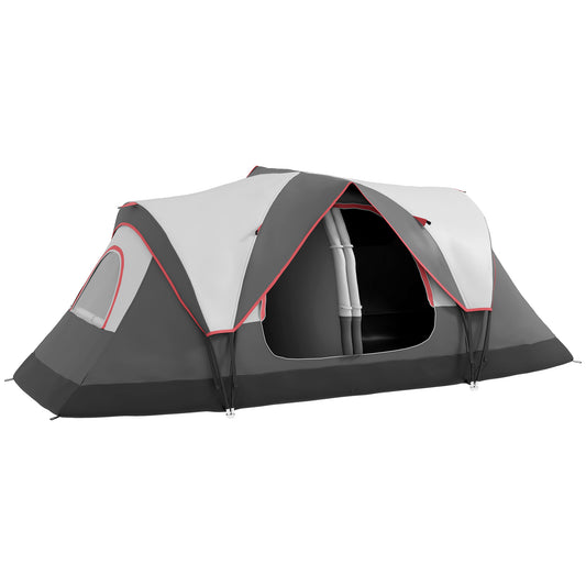 Photo of Outsunny Camping Tent for 6-8 Man with 2000mm Waterproof Rainfly and Carry Bag for Fishing Hiking Festival, Grey in Grey colour on a white background