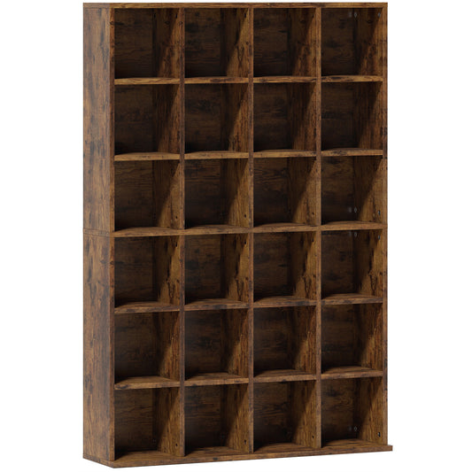 Photo of HOMCOM CD Storage Unit with Adjustable Shelves, 89 x 130.5 cm, Rustic Brown in Brown colour on a white background
