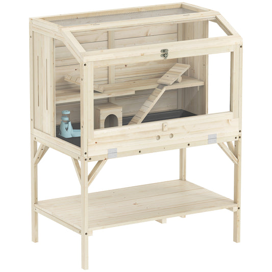 Photo of PawHut 2 Tier Wooden Hamster Cage with Shelf and Openable Top in Top colour on a white background