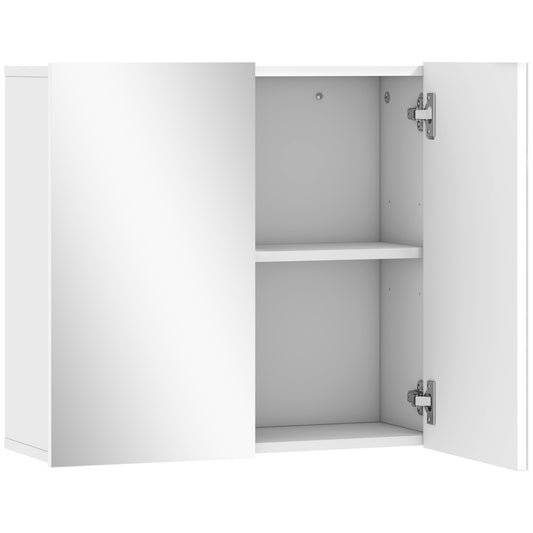Photo of HOMCOM Double-Door Bathroom Mirror Cabinet - White in White colour on a white background
