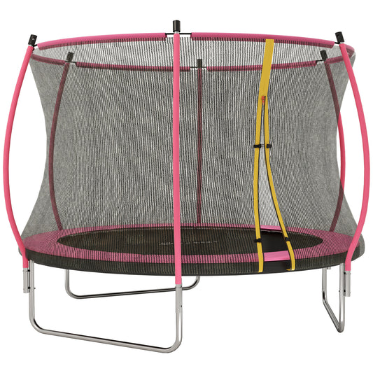 Photo of SPORTNOW 10ft Outdoor Trampoline with Enclosure Net, Spring Cover, Pink in Pink colour on a white background