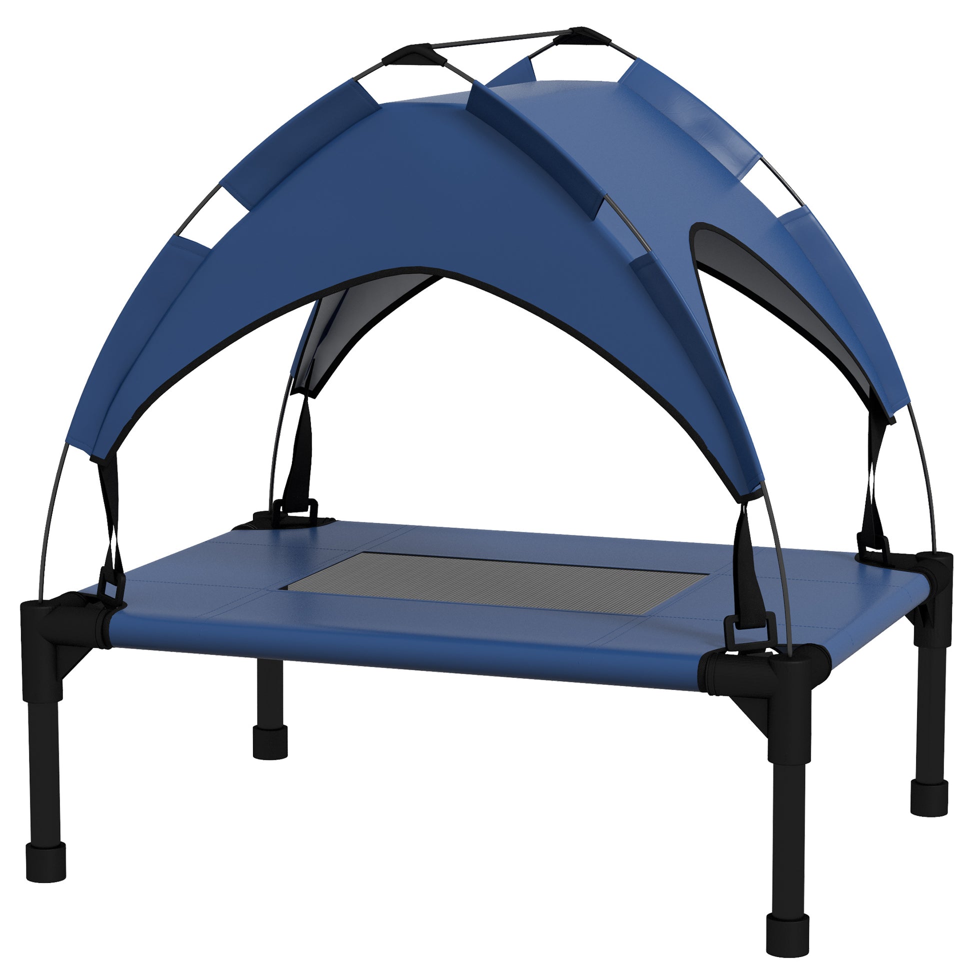 Photo of PawHut Cooling Raised Pet Bed w/ Washable Breathable Mesh, for Mini Small Dogs, 61 x 46 x 63cm - Dark Blue in Blue colour on a white background