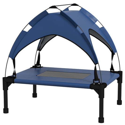 Photo of PawHut Cooling Raised Pet Bed w/ Washable Breathable Mesh, for Mini Small Dogs, 61 x 46 x 63cm - Dark Blue in Blue colour on a white background