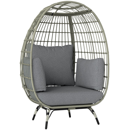 Photo of Outsunny Rattan Egg Chair with Cushions and Pillows, Charcoal Grey in Grey colour on a white background