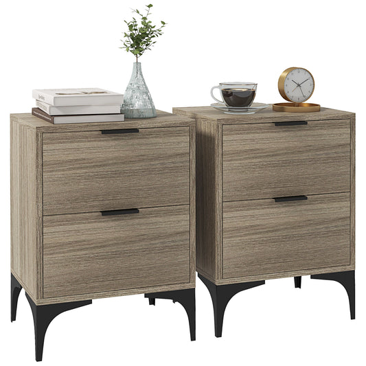 Photo of HOMCOM Set of Two Wood Effect Bedside Tables in Tables colour on a white background