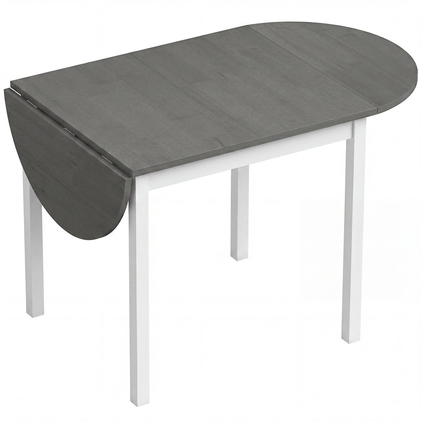 Photo of HOMCOM 4-6 Person Wooden Drop-Leaf Table - Grey in Grey colour on a white background